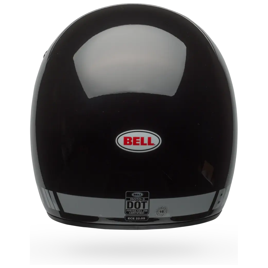 Bell Moto-3 Classic ECE 22.06 Black full-face motorcycle helmet, rear view