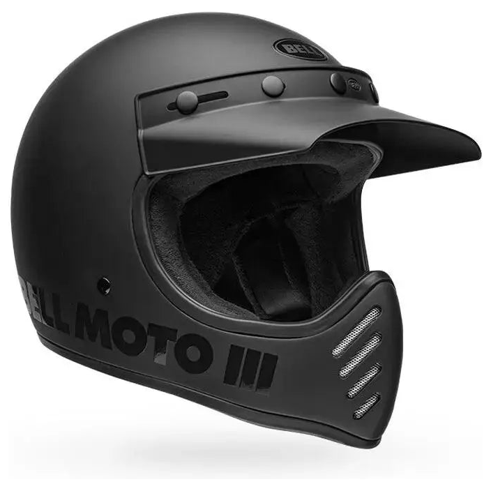 Bell Moto-3 Classic ECE 22.06 Matt Black full-face motorcycle helmet, front three-quarter view