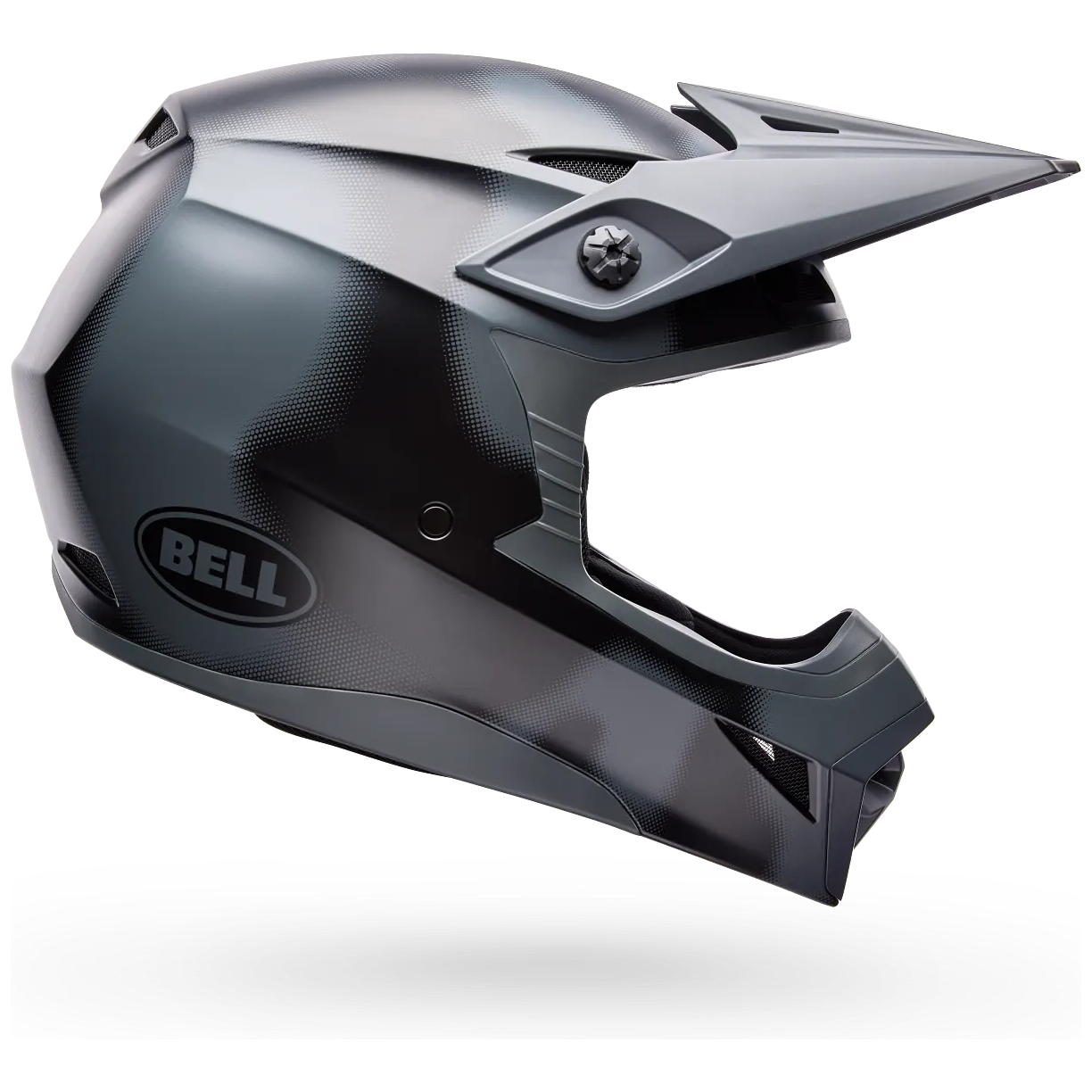Bell MX-10 MIPS Camo ECE 22.06 Black Camo motocross helmet, side profile view