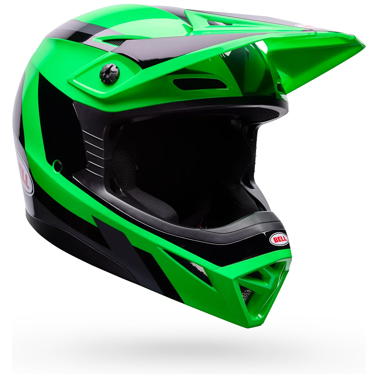 Bell MX-10 MIPS Dyno ECE 22.06 Green / Grey motocross helmet, front three-quarter view