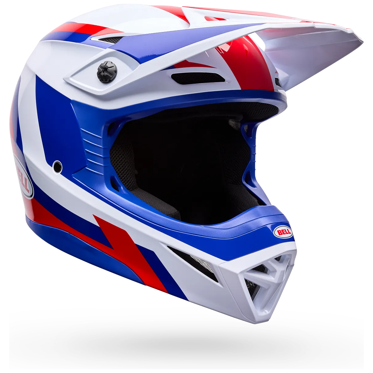 Bell MX-10 MIPS Dyno ECE 22.06 Red / White motocross helmet, front three-quarter view