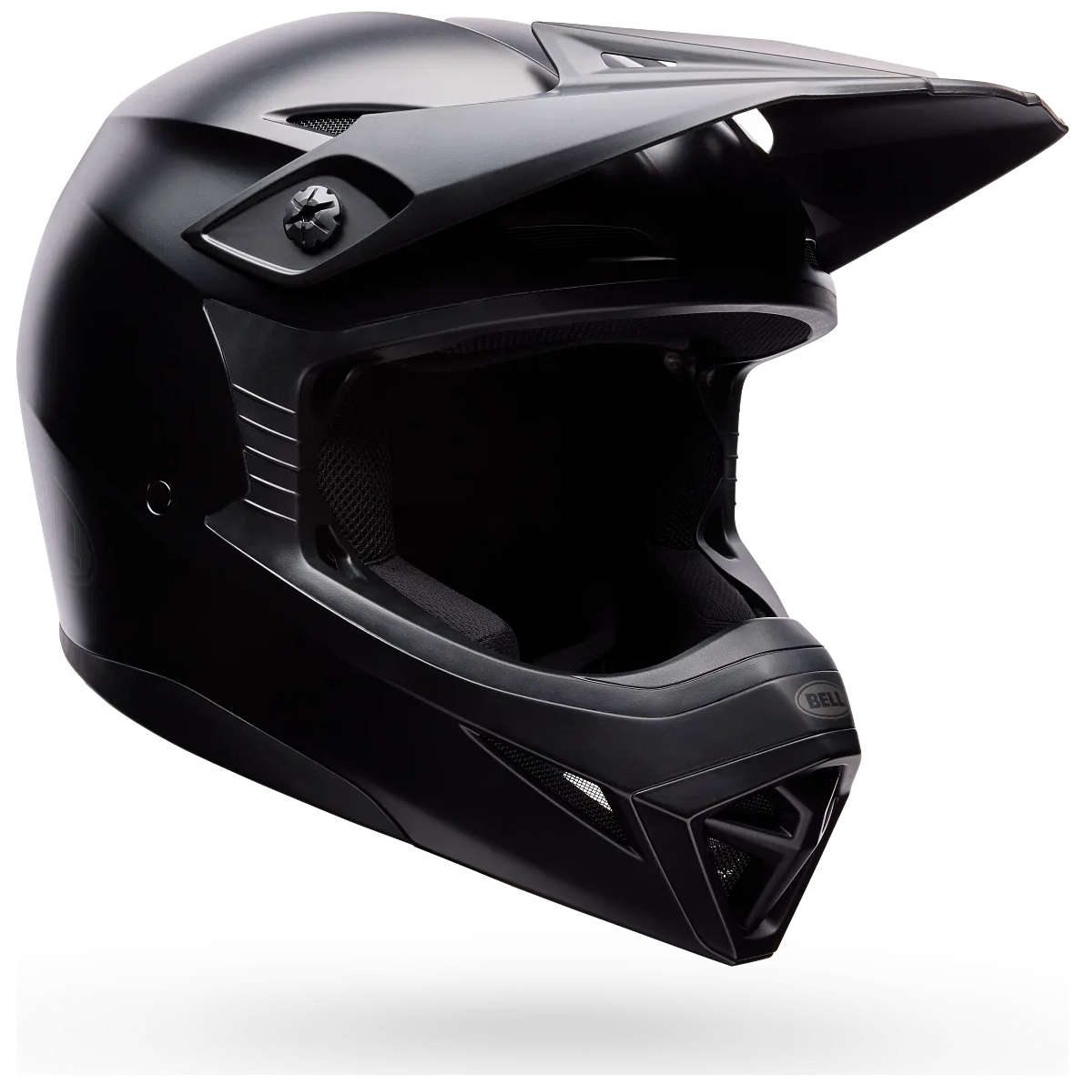 Bell MX-10 MIPS Solid ECE 22.06 Matt Black motocross helmet, front three-quarter view