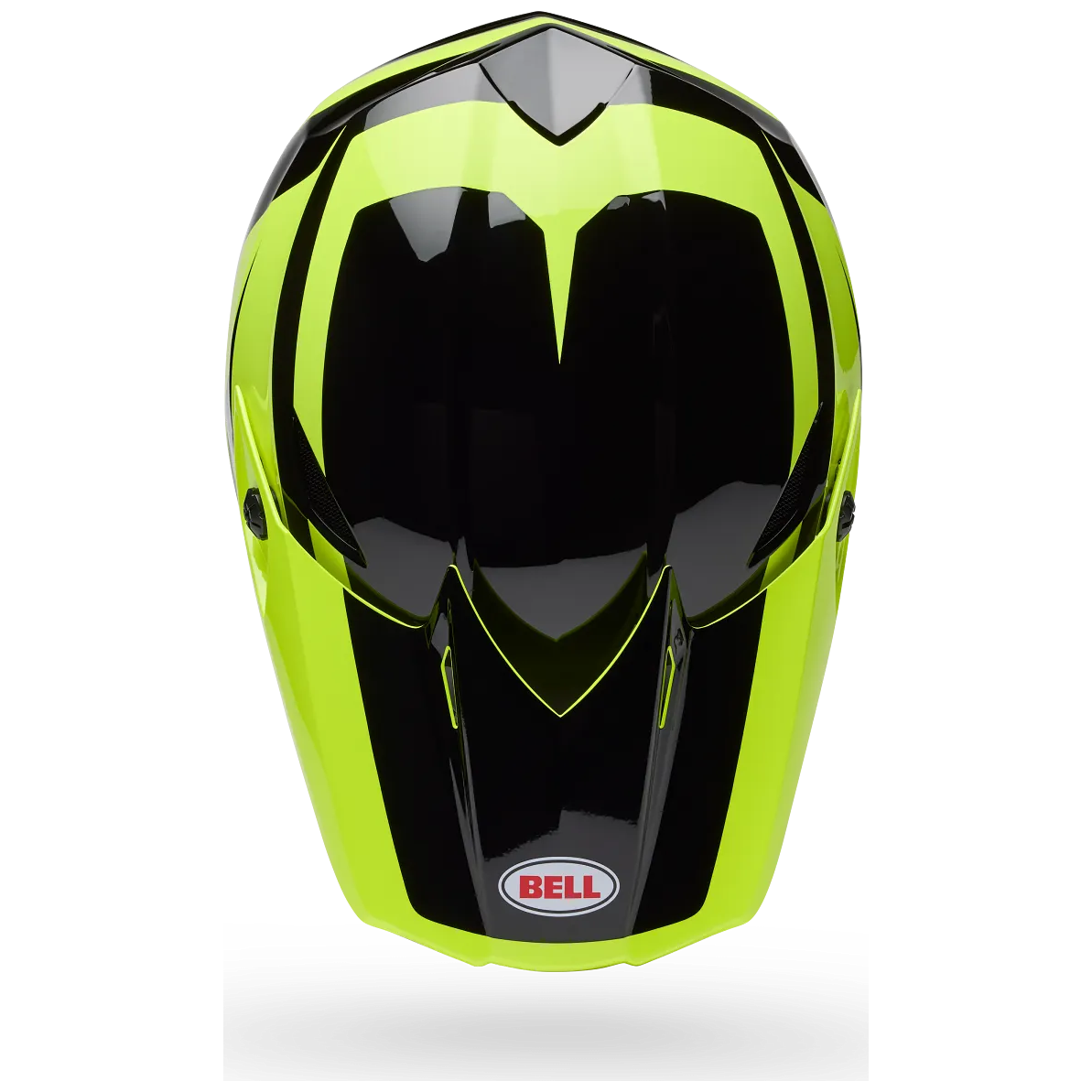 Bell MX-10 MIPS Talon Youth ECE 22.06 Yellow / Black motocross helmet, top view