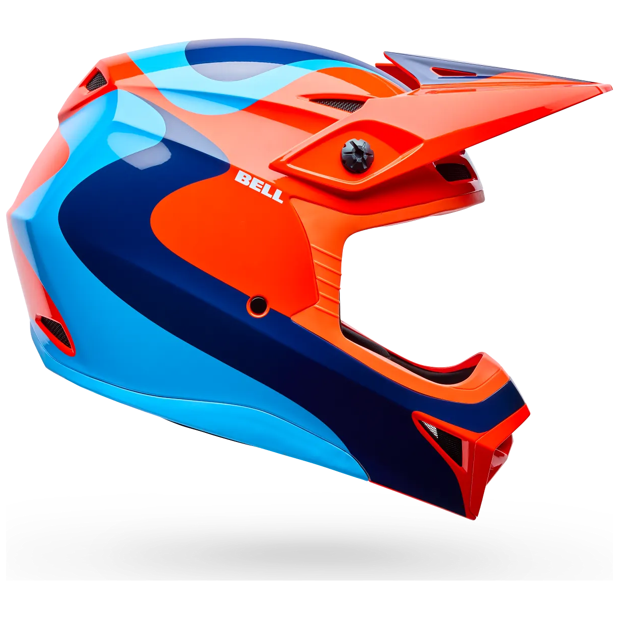 Bell MX-10 MIPS Wave ECE 22.06 Orange / Blue motocross helmet, side profile view