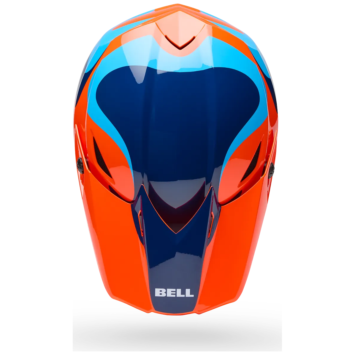 Bell MX-10 MIPS Wave ECE 22.06 Orange / Blue motocross helmet, top view