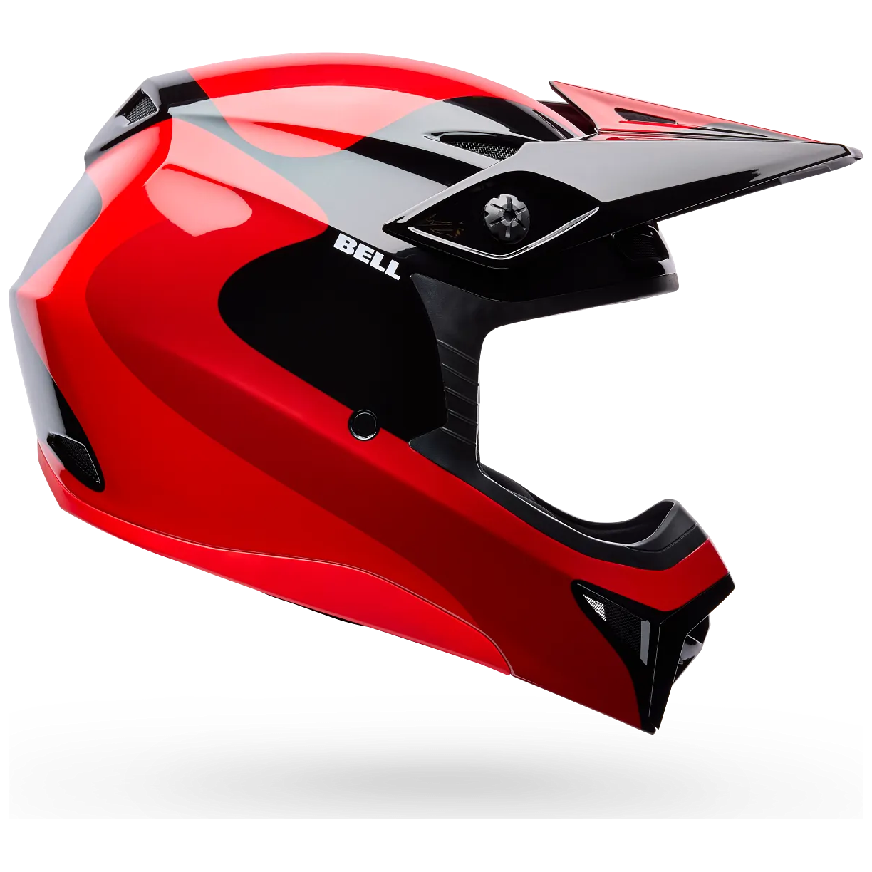 Bell MX-10 MIPS Wave ECE 22.06 Red / Black motocross helmet, side profile view