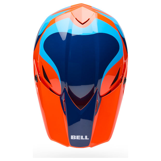 Bell MX-10 MIPS Wave Youth ECE 22.06 Orange / Blue motocross helmet, rear view