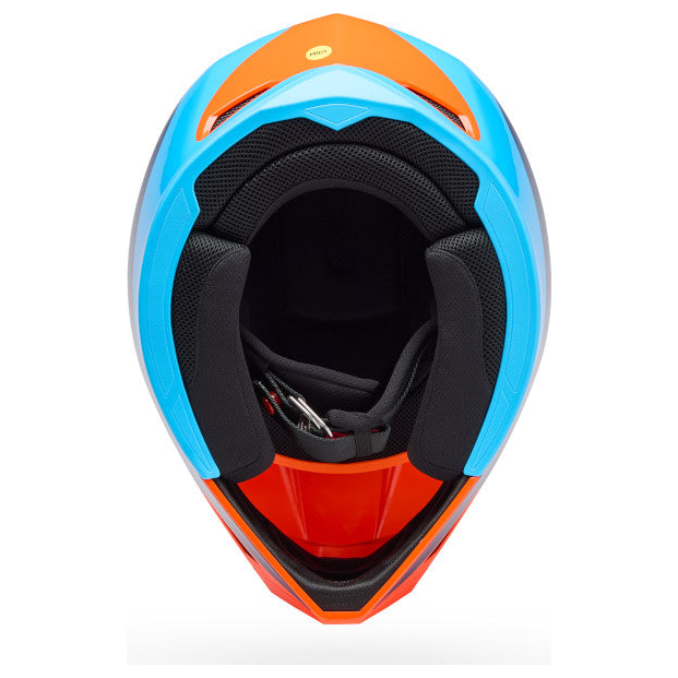 Bell MX-10 MIPS Wave Youth ECE 22.06 Orange / Blue motocross helmet, top view