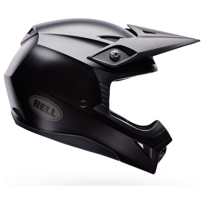 Bell MX-10 MIPS Youth Solid ECE 22.06 Matt Black motocross helmet, side profile view
