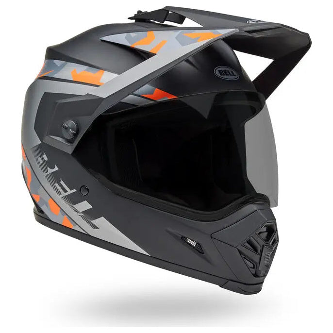 Bell MX-9 Adventure MIPS Mesa ECE 22.06 Matt Black / Orange Camo adventure motorcycle helmet, front-right three-quarter view