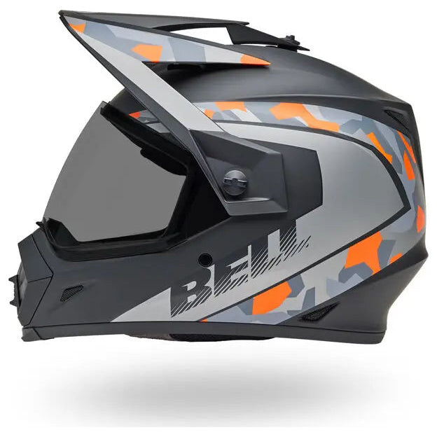 Bell MX-9 Adventure MIPS Mesa ECE 22.06 Matt Black / Orange Camo adventure motorcycle helmet, left-side profile