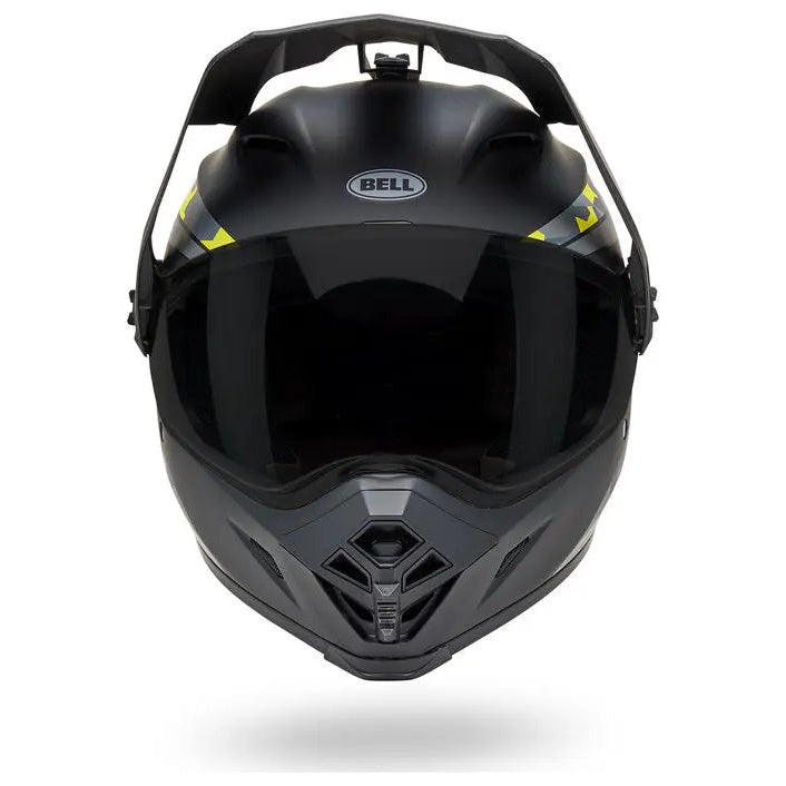Bell MX-9 Adventure MIPS Mesa ECE 22.06 Matt Black / Yellow Camo adventure motorcycle helmet, front view