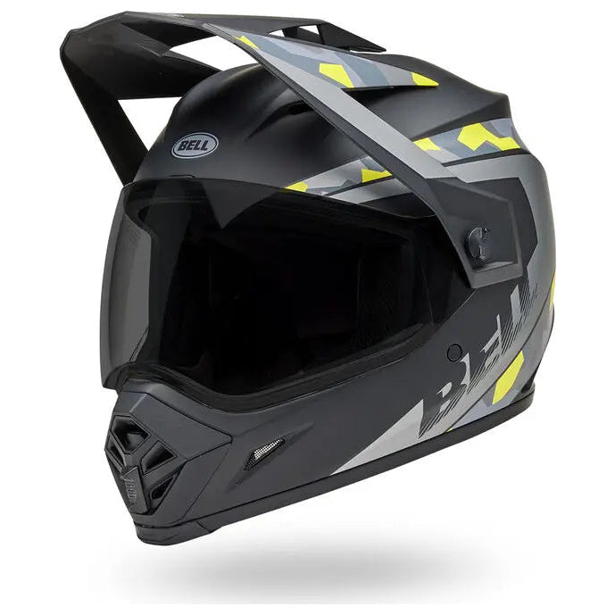 Bell MX-9 Adventure MIPS Mesa ECE 22.06 Matt Black / Yellow Camo adventure motorcycle helmet, front-left three-quarter view
