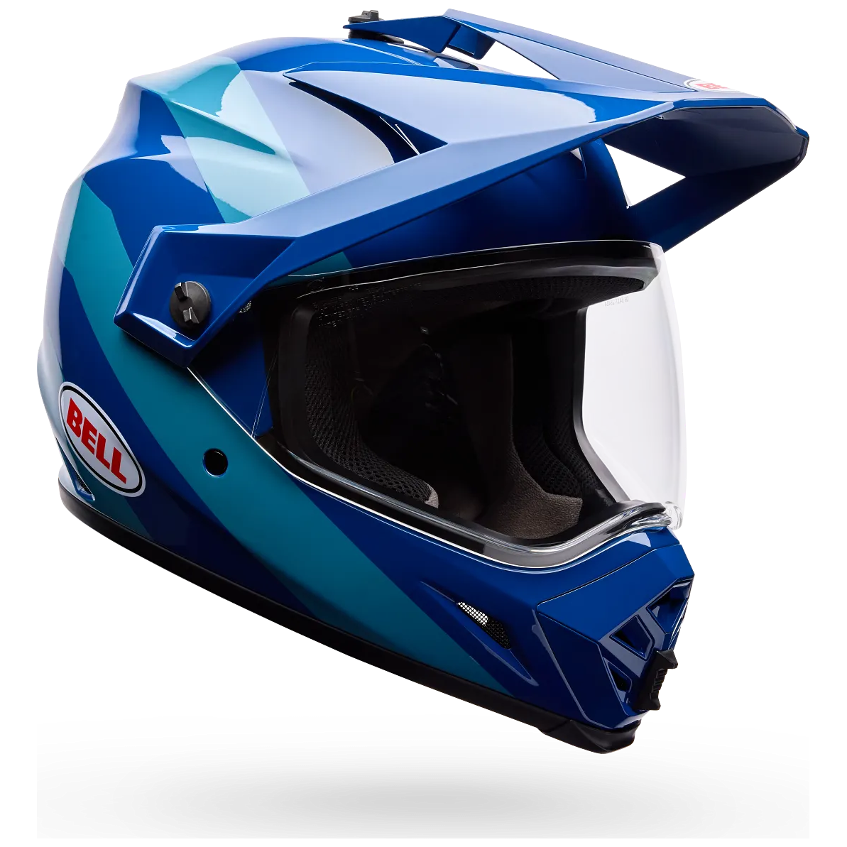 Bell MX-9 Adventure MIPS Motion ECE 22.06 Blue full-face motorcycle helmet, front three-quarter view