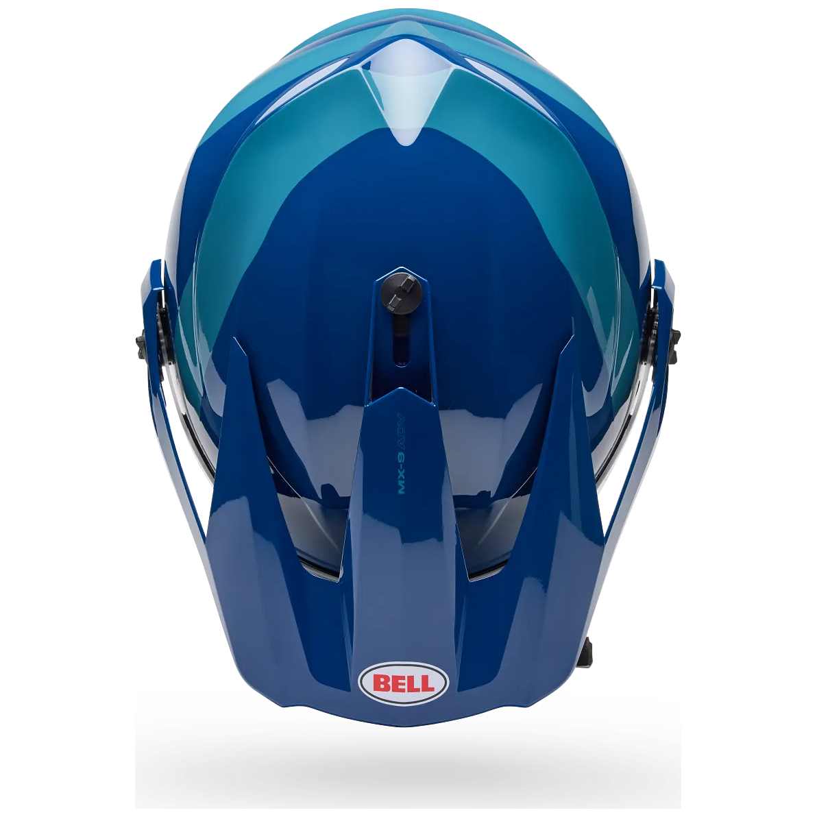 Bell MX-9 Adventure MIPS Motion ECE 22.06 Blue full-face motorcycle helmet, top view