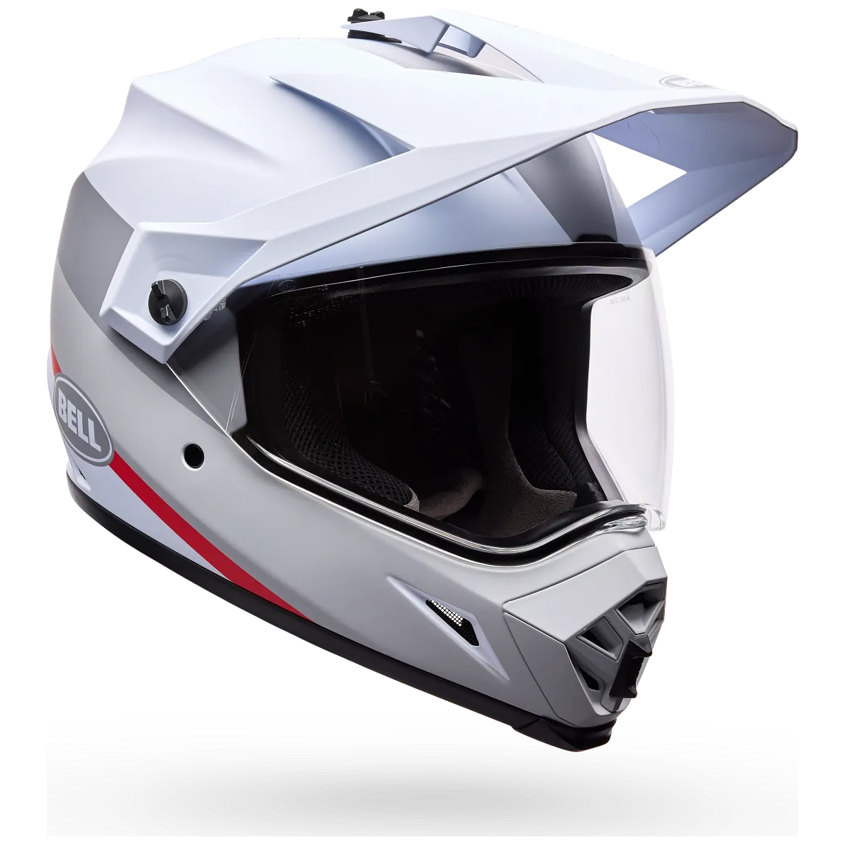 Bell MX-9 Adventure MIPS Trial ECE 22.06 White / Red full-face motorcycle helmet, front three-quarter view