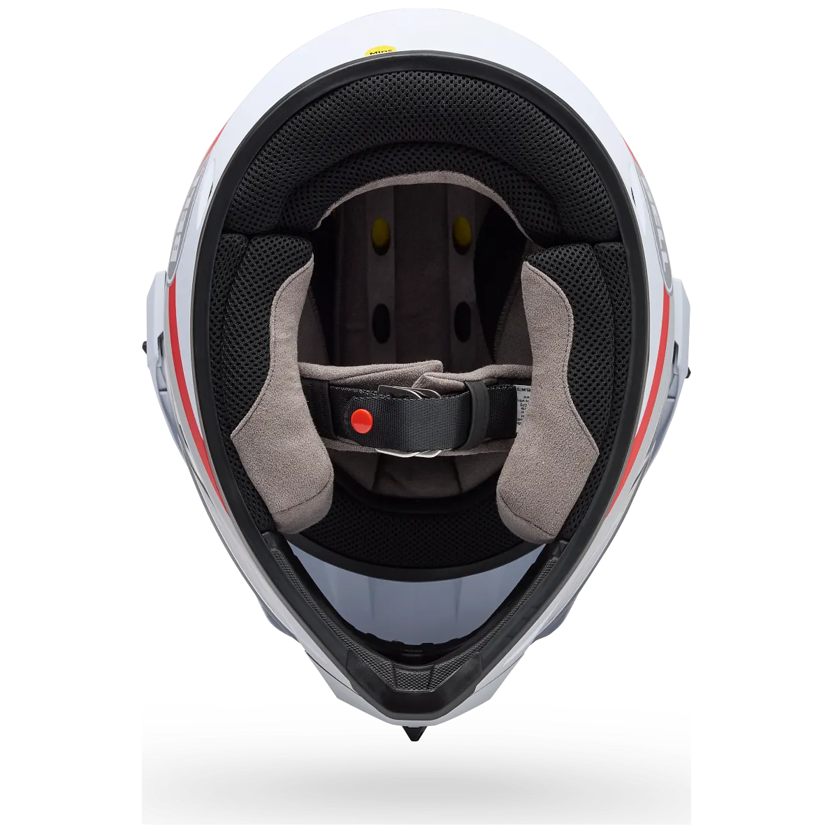 Bell MX-9 Adventure MIPS Trial ECE 22.06 White / Red full-face motorcycle helmet, interior lining view