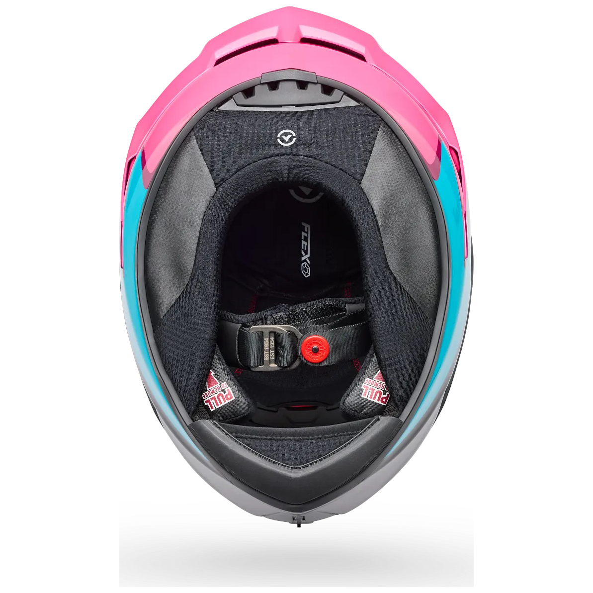 Bell Race Star DLX Flex Fluid ECE 22.06 Green / Pink full-face motorcycle helmet, interior lining view