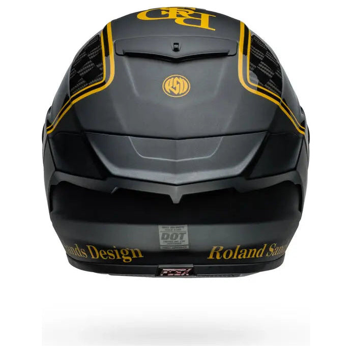 Bell Race Star DLX Flex RSD Player ECE 22.06 Black / Gold full-face motorcycle helmet, rear view