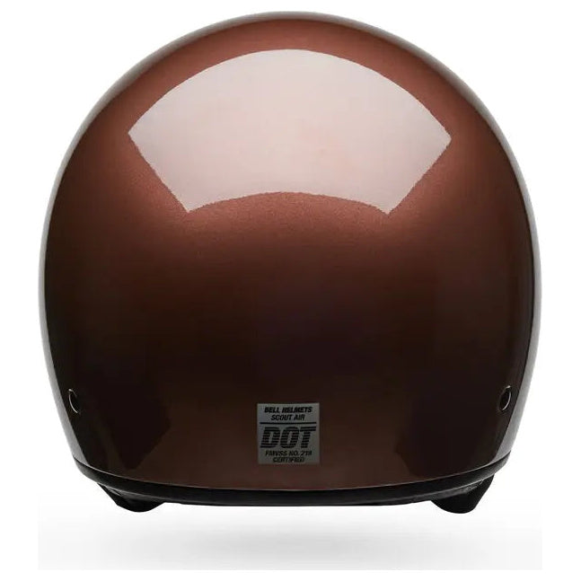 Bell Scout Air Solid Gloss Rootbeer open-face motorcycle helmet, rear view