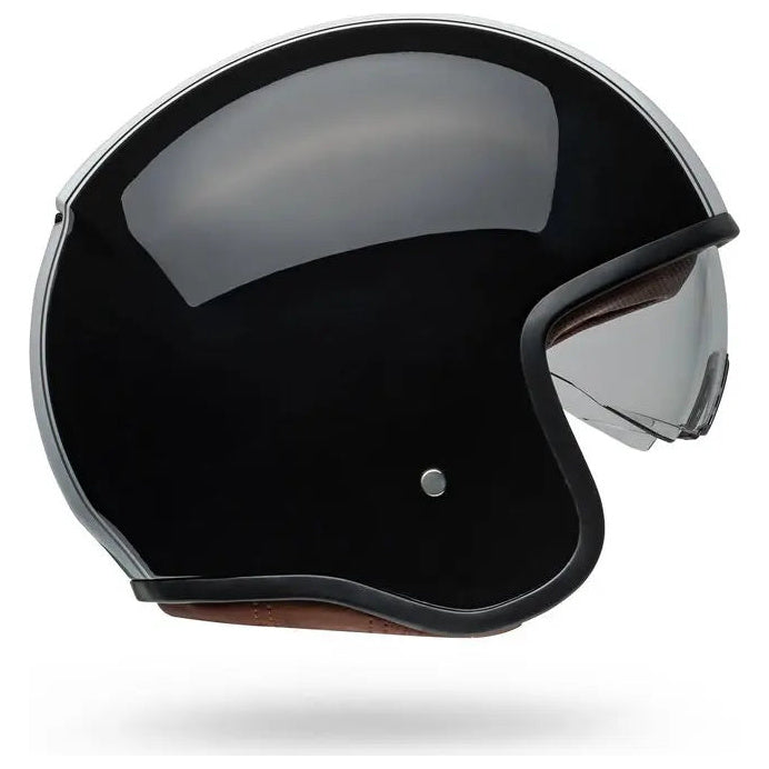 Bell TX-501 Rally ECE 22.06 Black / White open-face motorcycle helmet, left-side profile with visor down