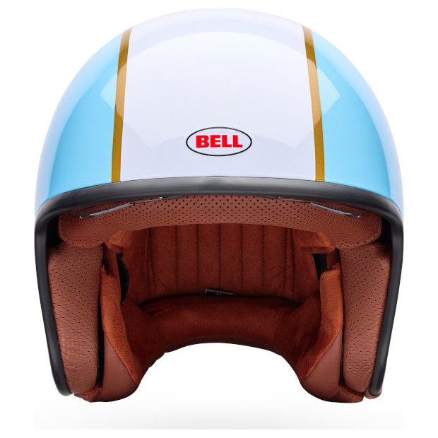 Bell TX-501 Rally ECE 22.06 Blue / White open-face motorcycle helmet, front view