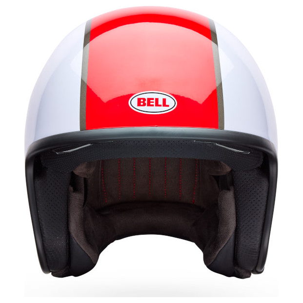 Bell TX-501 Rally ECE 22.06 Red / White open-face motorcycle helmet, front view