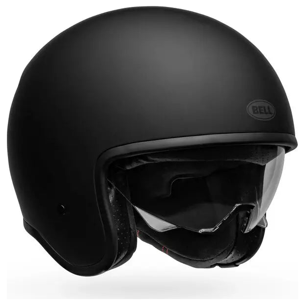 Bell TX-501 Solid ECE 22.06 Matt Black open-face motorcycle helmet, left front three-quarter view