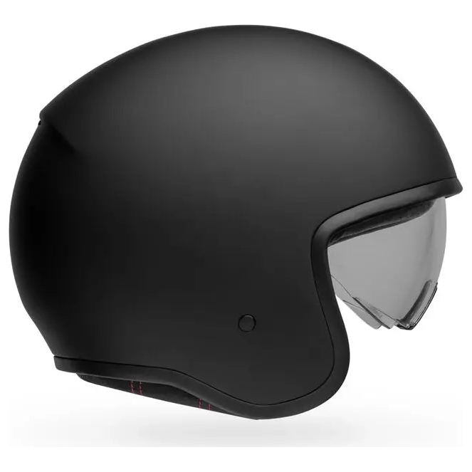 Bell TX-501 Solid ECE 22.06 Matt Black open-face motorcycle helmet, left side profile with visor view