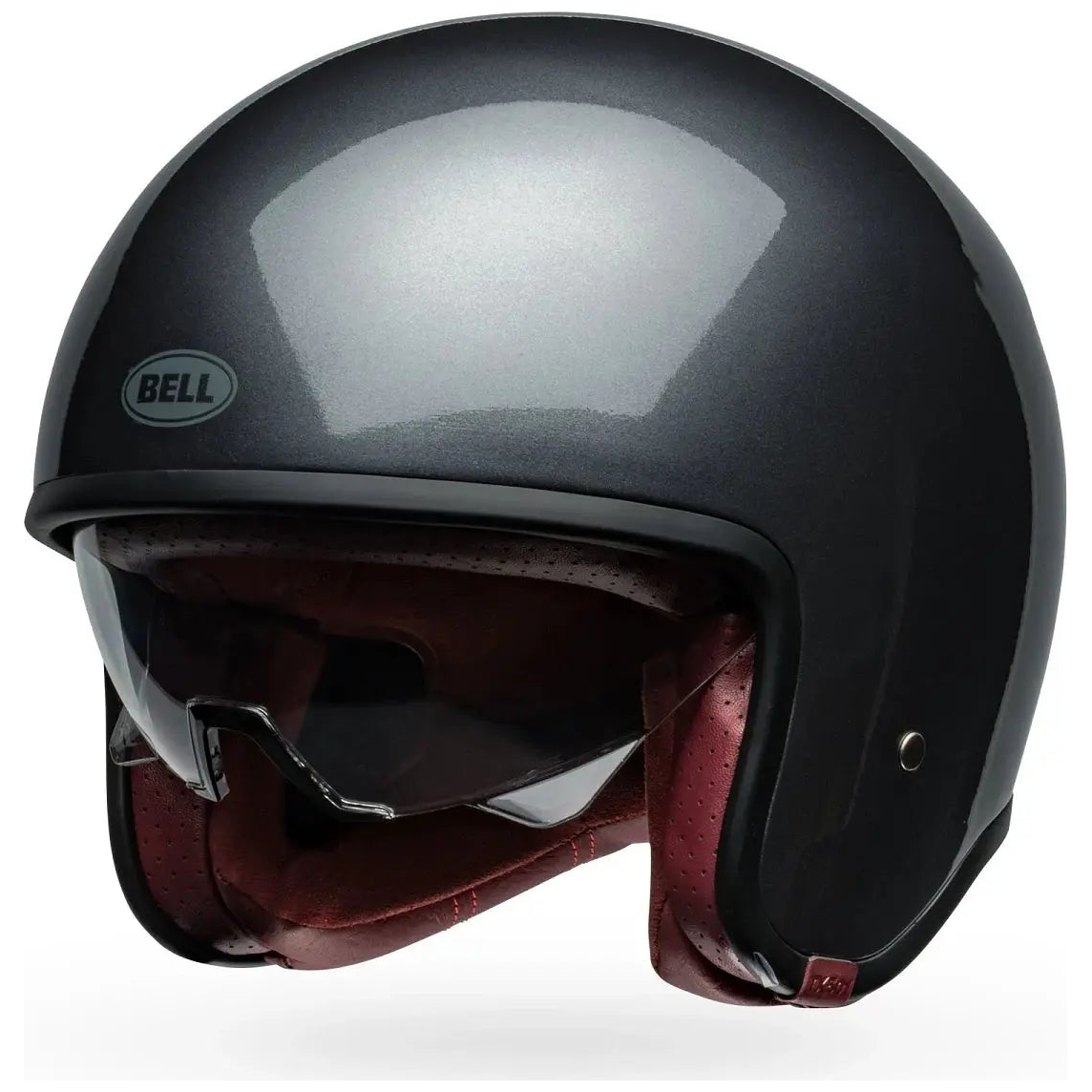 Bell TX-501 Solid ECE 22.06 Starship Grey open-face motorcycle helmet, opposite front three-quarter with visor view