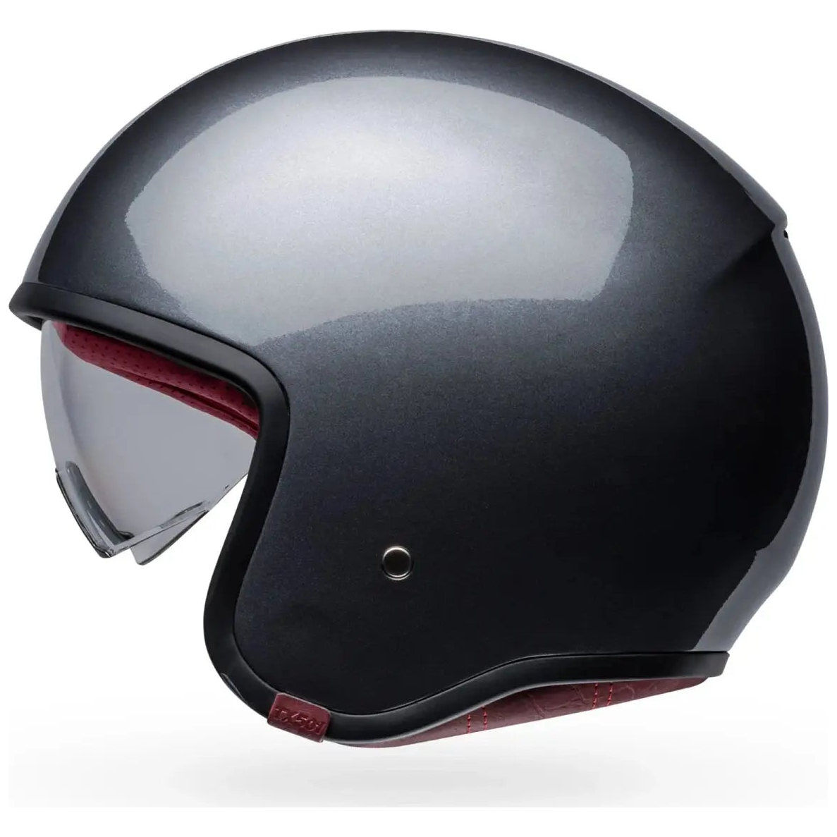 Bell TX-501 Solid ECE 22.06 Starship Grey open-face motorcycle helmet, opposite side with visor view