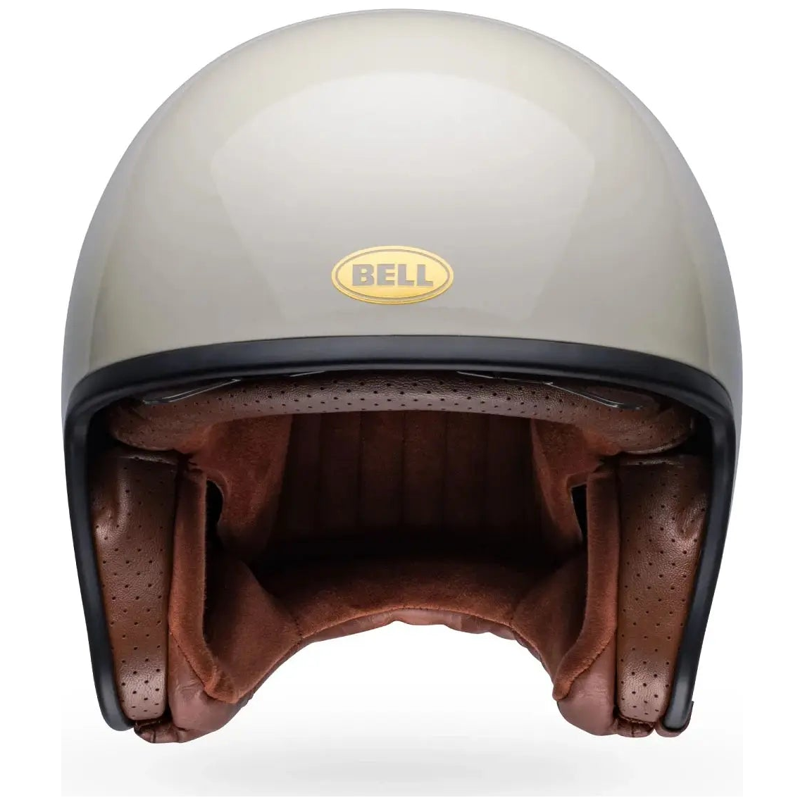 Bell TX-501 Solid ECE 22.06 Vintage White open-face motorcycle helmet, front view