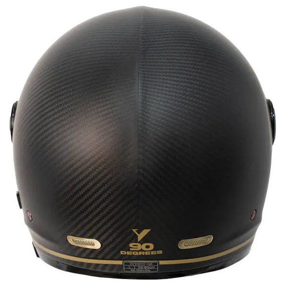 ByCity 90 Degrees Carbon Gold motorcycle helmet, rear view