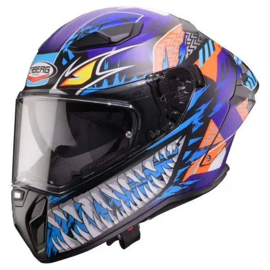 Caberg Drift Evo 2 Nobo Matt Black / Fluo Red / Blue / Purple motorcycle helmet, front three-quarter view