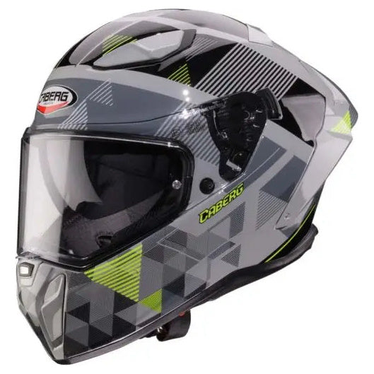 Caberg Drift Evo 2 Prism Grey / Black / Yellow motorcycle helmet, front three-quarter view