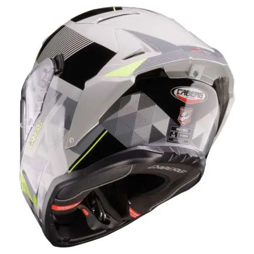 Caberg Drift Evo 2 Prism Grey / Black / Yellow motorcycle helmet, rear view