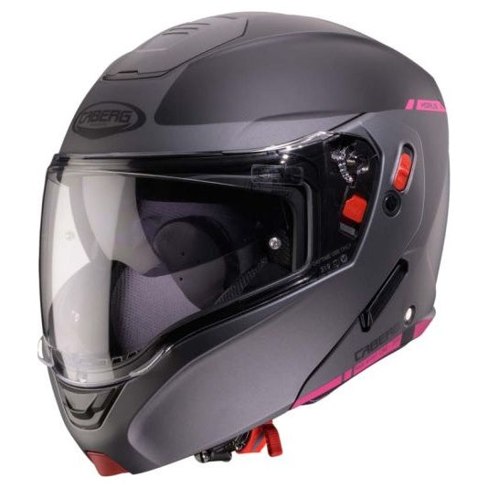 Caberg Horus X Ray Black / Grey / Fuchsia motorcycle helmet, front three-quarter view