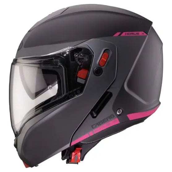 Caberg Horus X Ray Black / Grey / Fuchsia motorcycle helmet, side profile