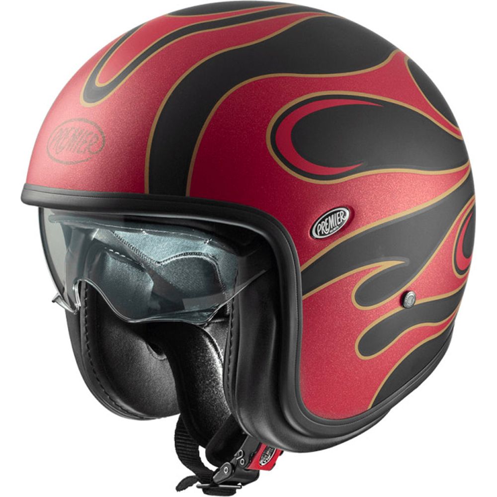 Premier Vintage FR Open Face Helmet Black / Red - FREE UK Shipping, FREE 365 Day Returns | Moto Central