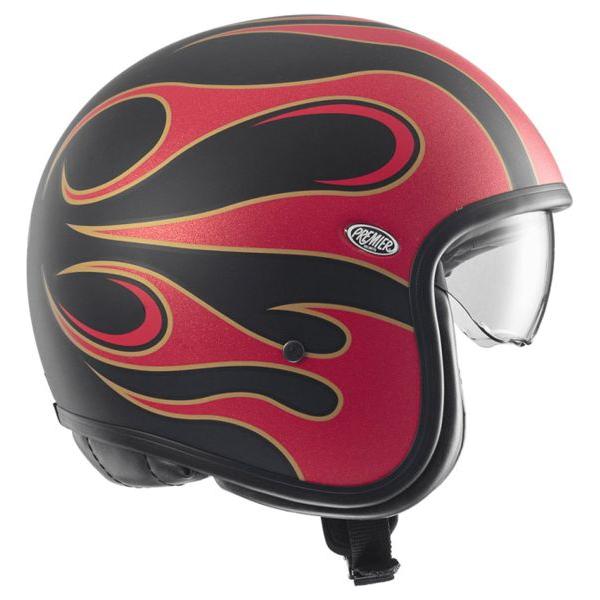 Premier Vintage FR Open Face Helmet Black / Red - FREE UK Shipping, FREE 365 Day Returns | Moto Central