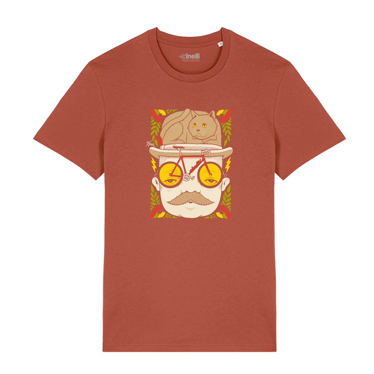 Cinelli Jeremy Fish Mr Cat Hat T-Shirt White - FREE UK Shipping, FREE 365 Day Returns | Moto Central