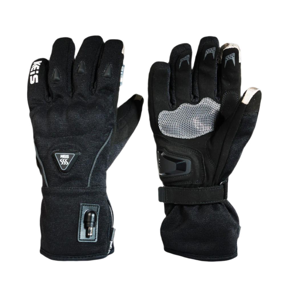 Keis G701S Shorty Bonded-Textile Heated Gloves - pair showing palm and back-of-hand