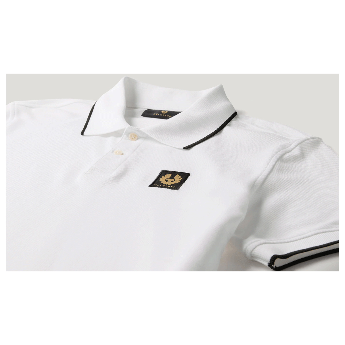 Belstaff Tipped Polo T-Shirt White FREE UK Delivery, FREE 365 Day Returns | Moto Central