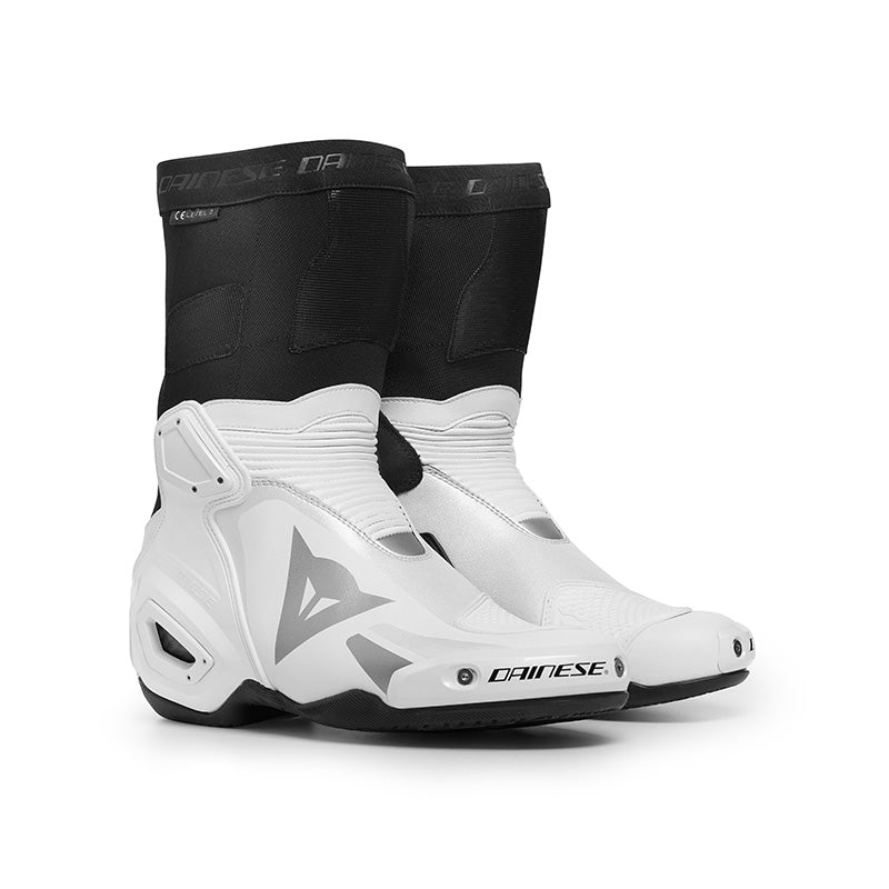 Dainese Axial 2 Boots White / Silver / Anthracite, pair front three-quarter view