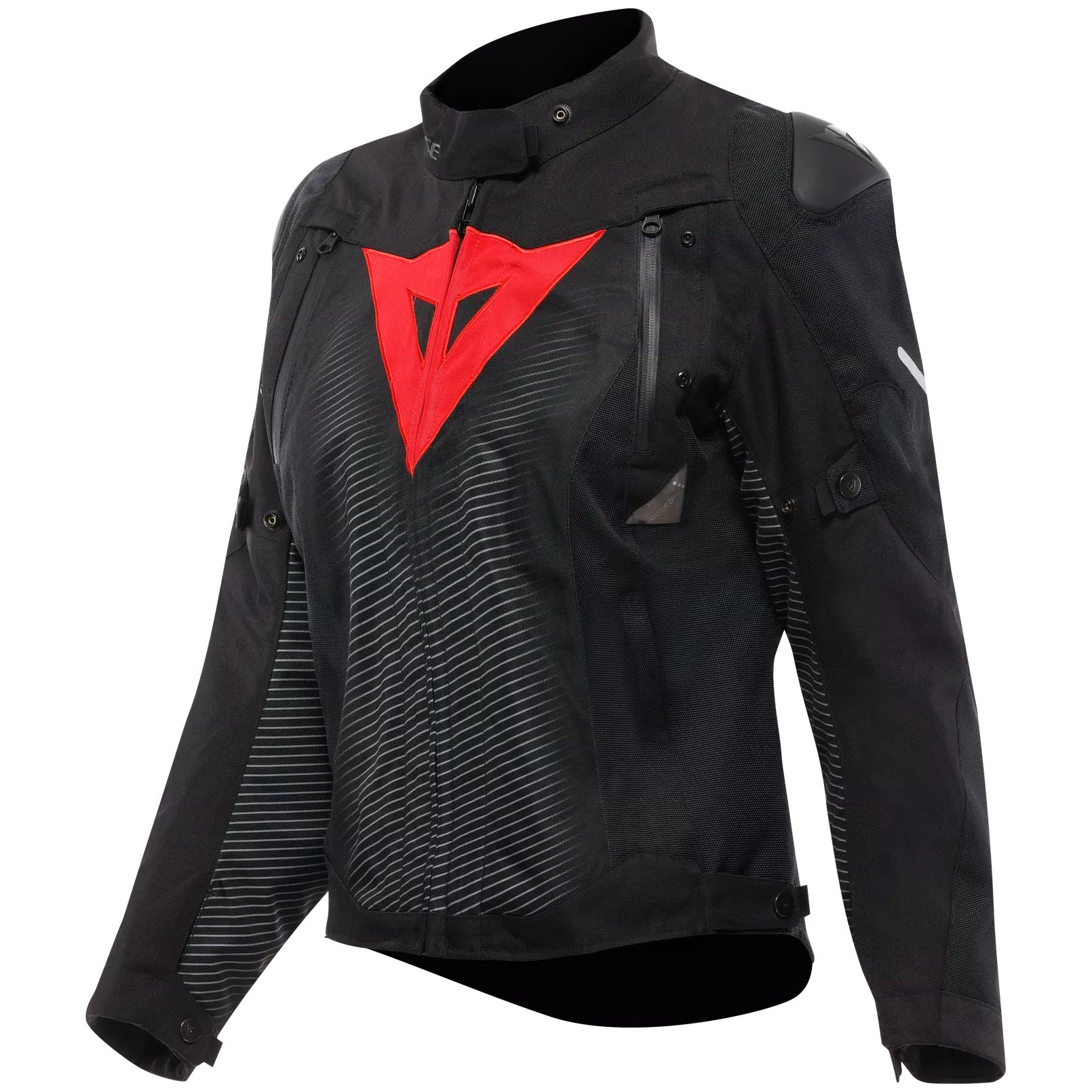 Dainese Super Sprint D-Dry Ladies Textile Jacket Black / Lava Red, front view