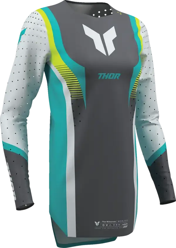 Thor Sportmode Velocity Ladies Jersey Grey / Aqua - FREE UK Shipping, FREE 365 Day Returns | Moto Central