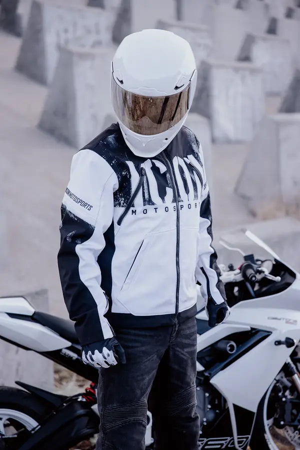 Icon Merc3 Anomaly Textile Jacket White - FREE UK Shipping, FREE 365 Day Returns | Moto Central