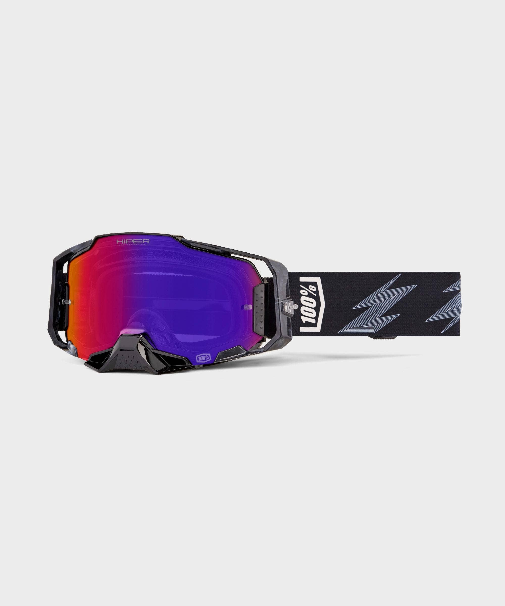 100% Armega Goggle Crenshaw / HiPER Purple Mirror Lens - FREE UK Shipping, FREE 365 Day Returns | Moto Central