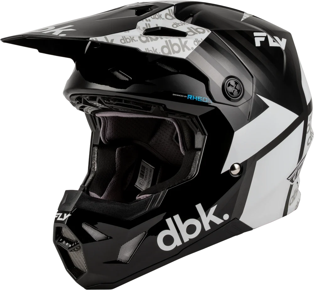 Fly Racing Formula CP DBK Black / White / Grey motocross helmet, left-side view