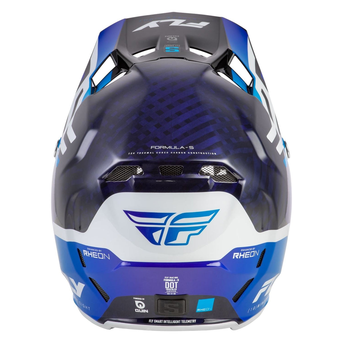Fly Racing Formula S Byte Carbon Blue Carbon / Blue / White helmet – rear view